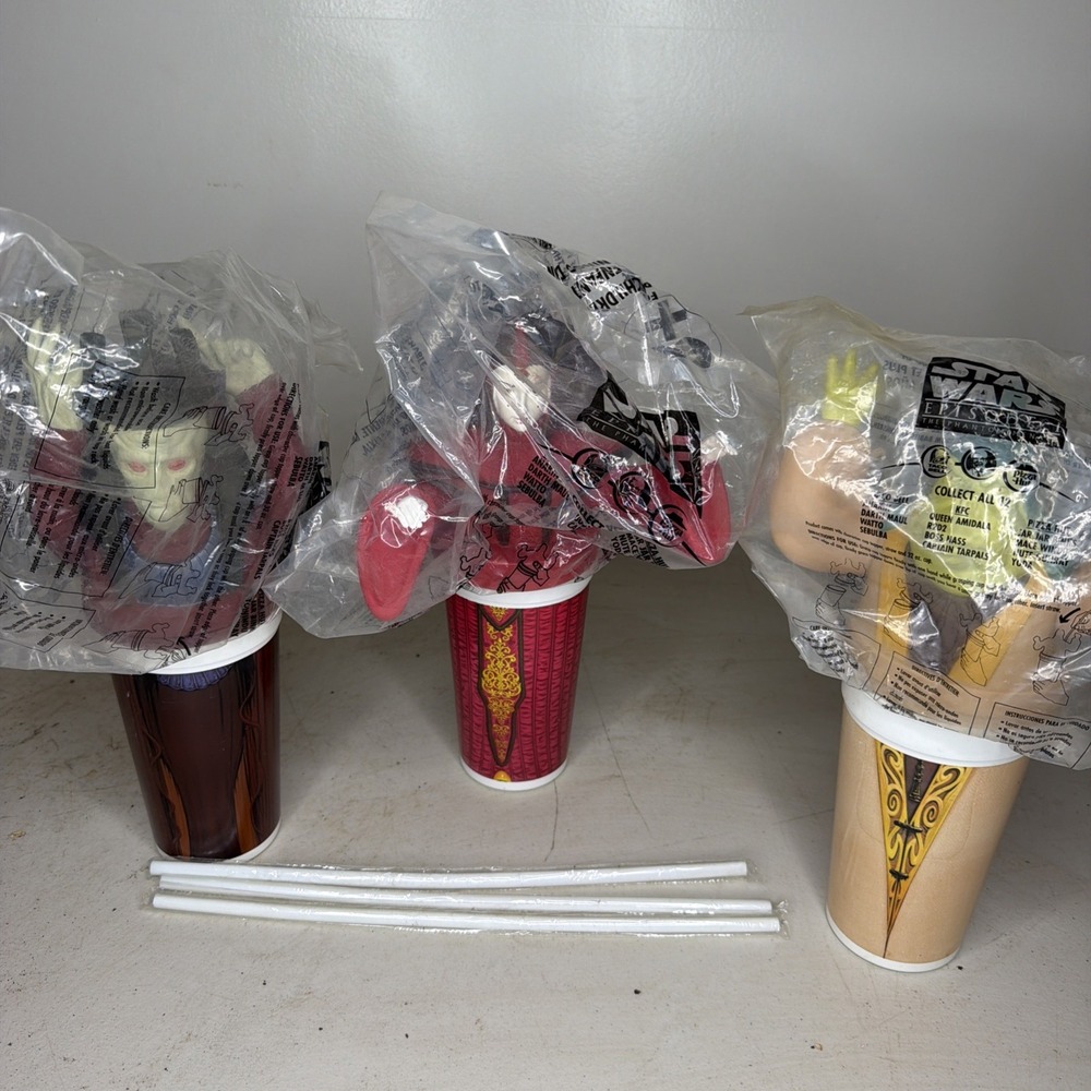 Amidala Boss Nass Nute Gunray Star Wars Episode 1 KFC Taco Bell Cup Topper 1999
